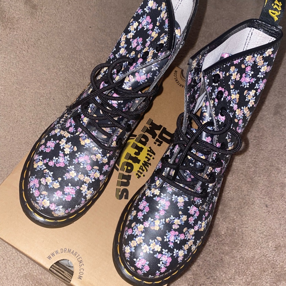 Dr. Martens Women's Floral Black Boots